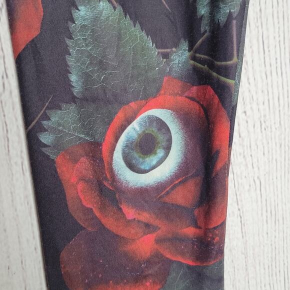 Killstar C U In Paradise All-Over Rose Eyeball Print Stretch Leggings, size XS - Picture 2 of 8